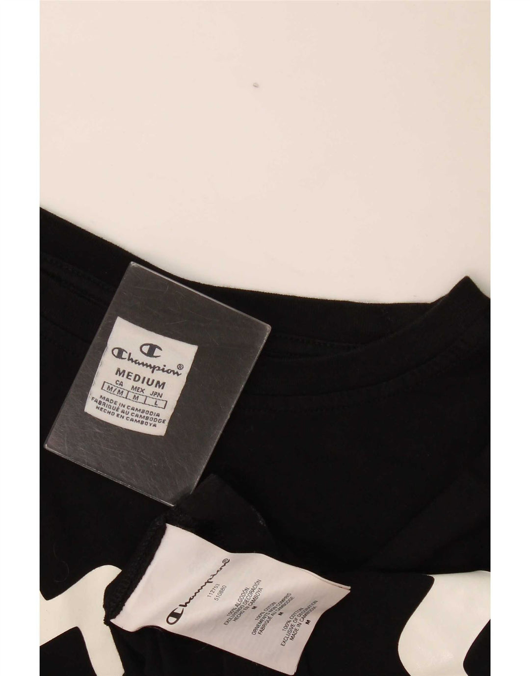 Champion Womens Crop Oversized grafisk T-shirt top UK 14 Medium Black