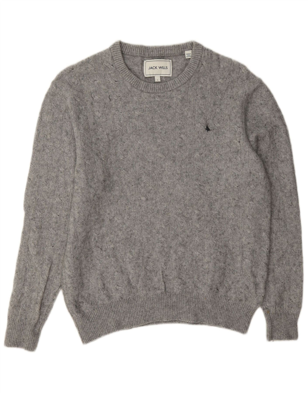 Jack Wills Dame Crew Neck Jumper Sweater UK 14 Large Grey Wool