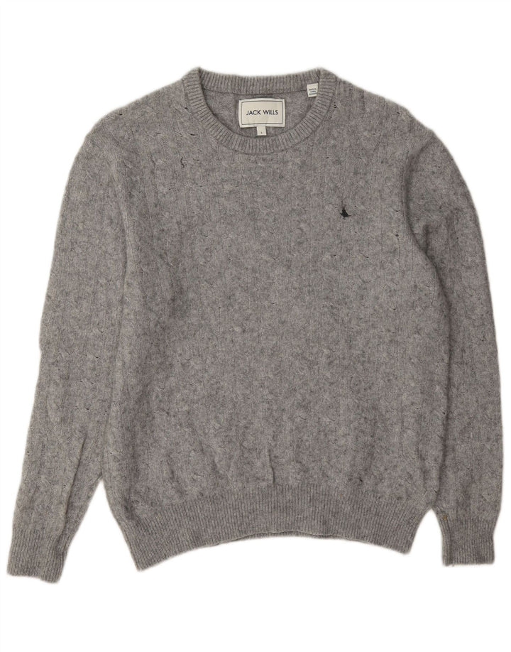 Jack Wills Dame Crew Neck Jumper Sweater UK 14 Large Grey Wool