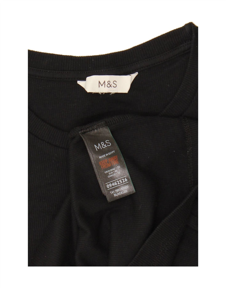MARKS & SPENCER Womens T-Shirt Top UK 20 2XL Black Cotton Vintage Marks & Spencer and Second-Hand Marks & Spencer from Messina Hembry 