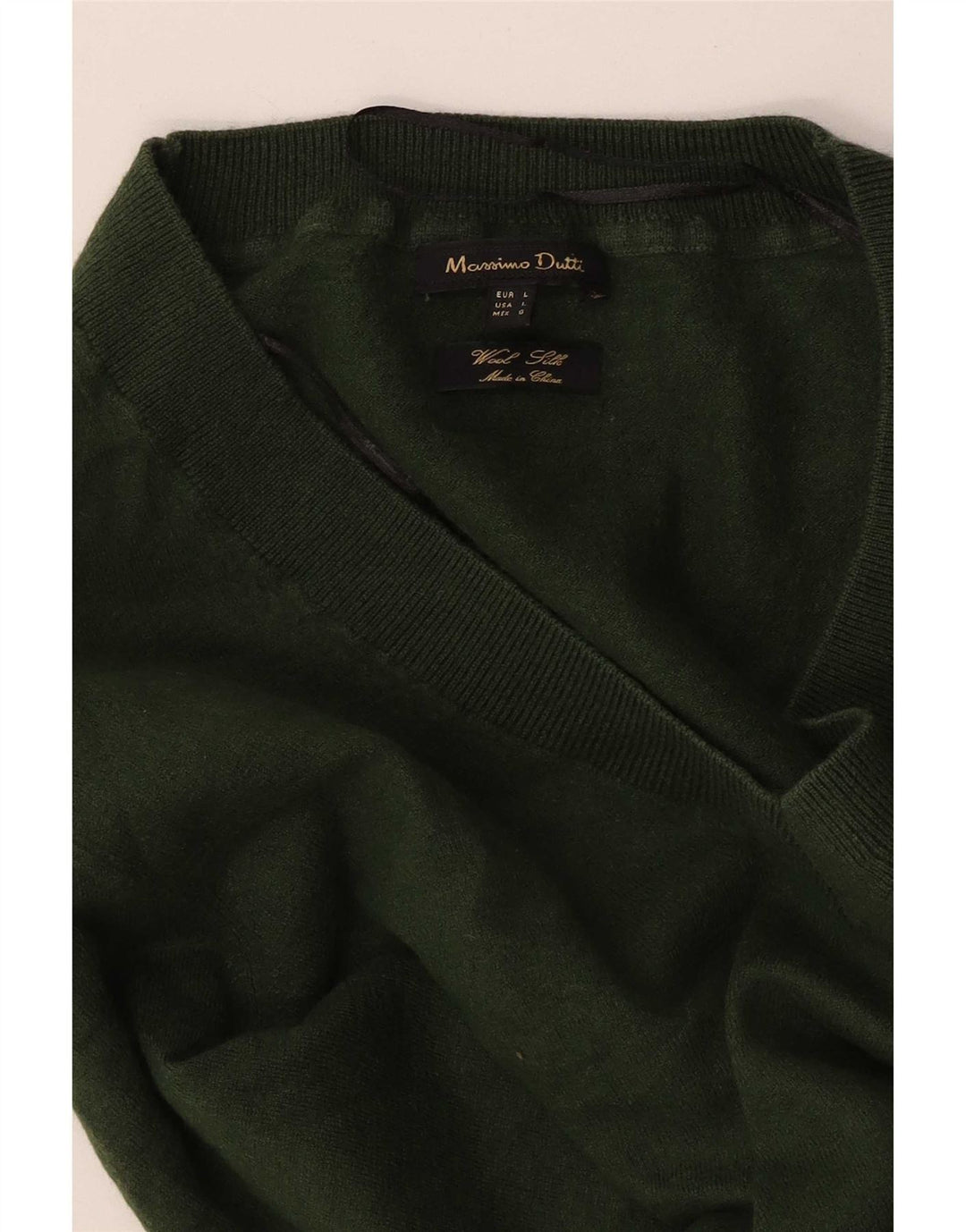 Massimo Dutti Dame V-hals sweater UK 14 Stor Grøn