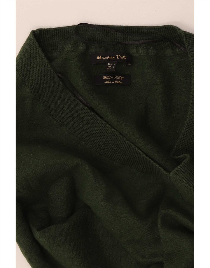 Massimo Dutti Dame V-hals sweater UK 14 Stor Grøn