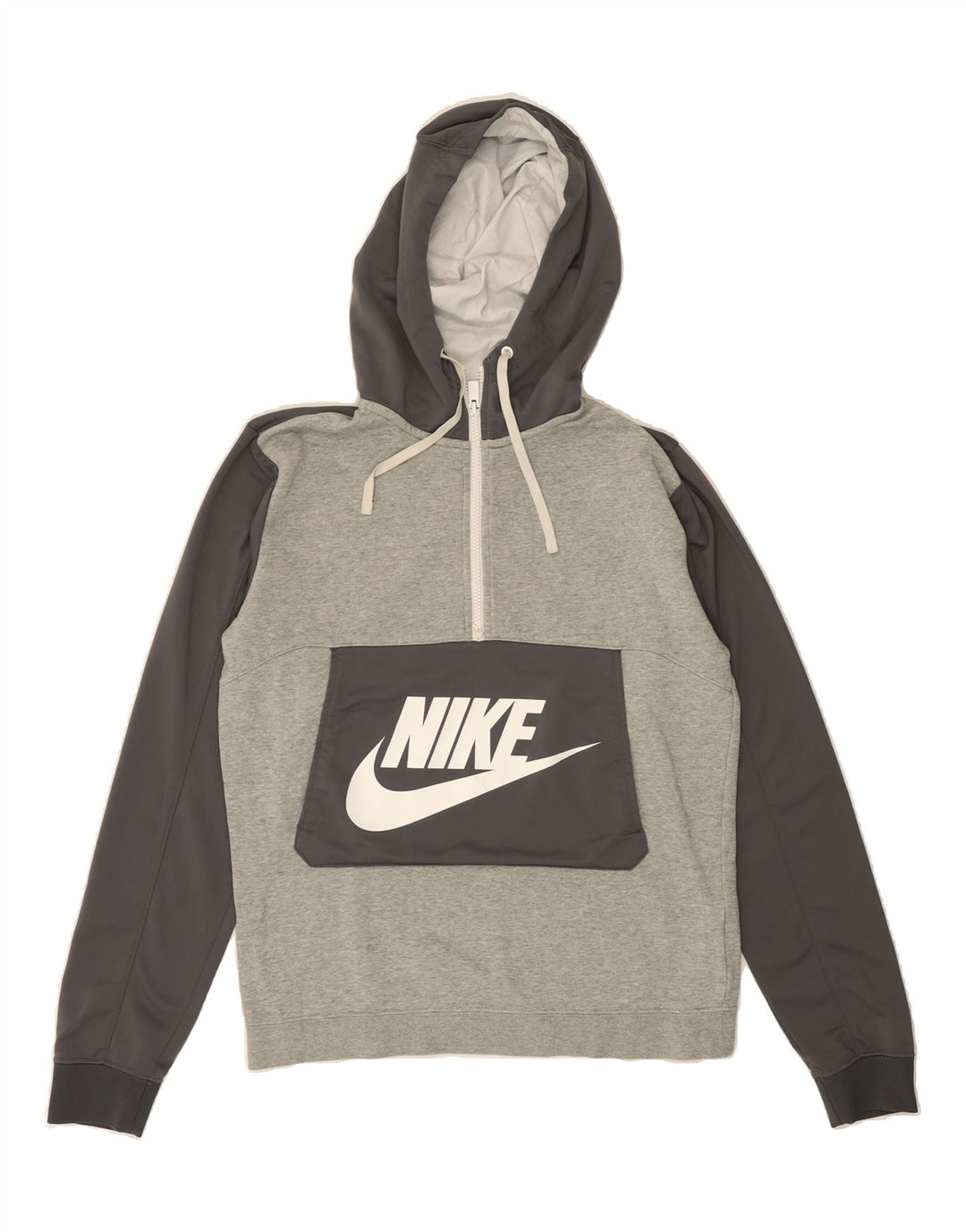 NIKE Mens Graphic Zip Neck Hoodie Jumper Small Grey Cotton Vintage Nike and Second-Hand Nike from Messina Hembry 