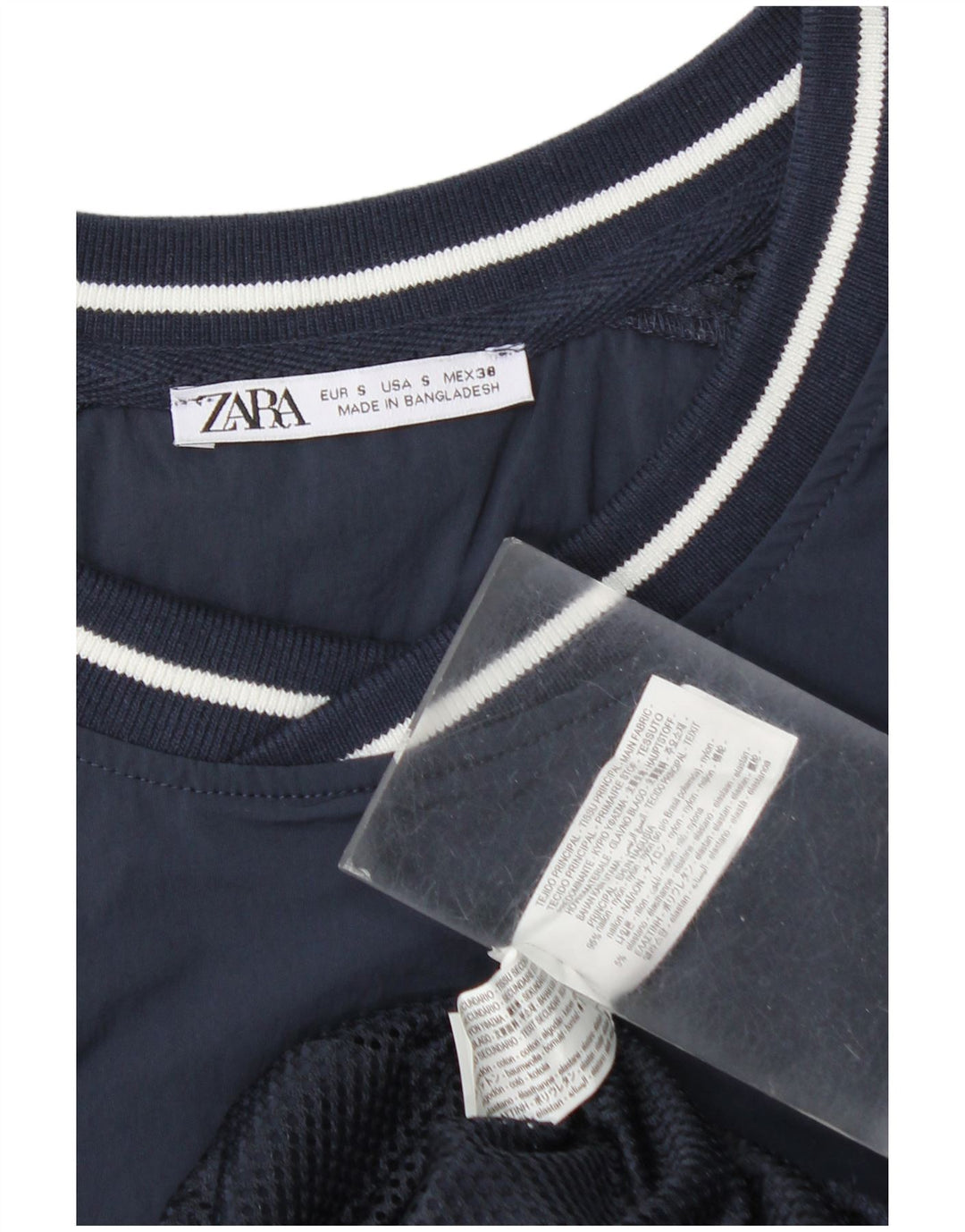 Zara Herre New York Grafisk Loose Fit Pullover Træningsdragt Top Small Navy Blue