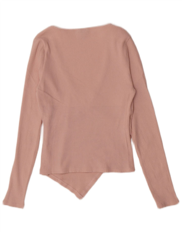 Topshop Dame Crop Top Langærmet UK 12 Medium Pink Bomuld