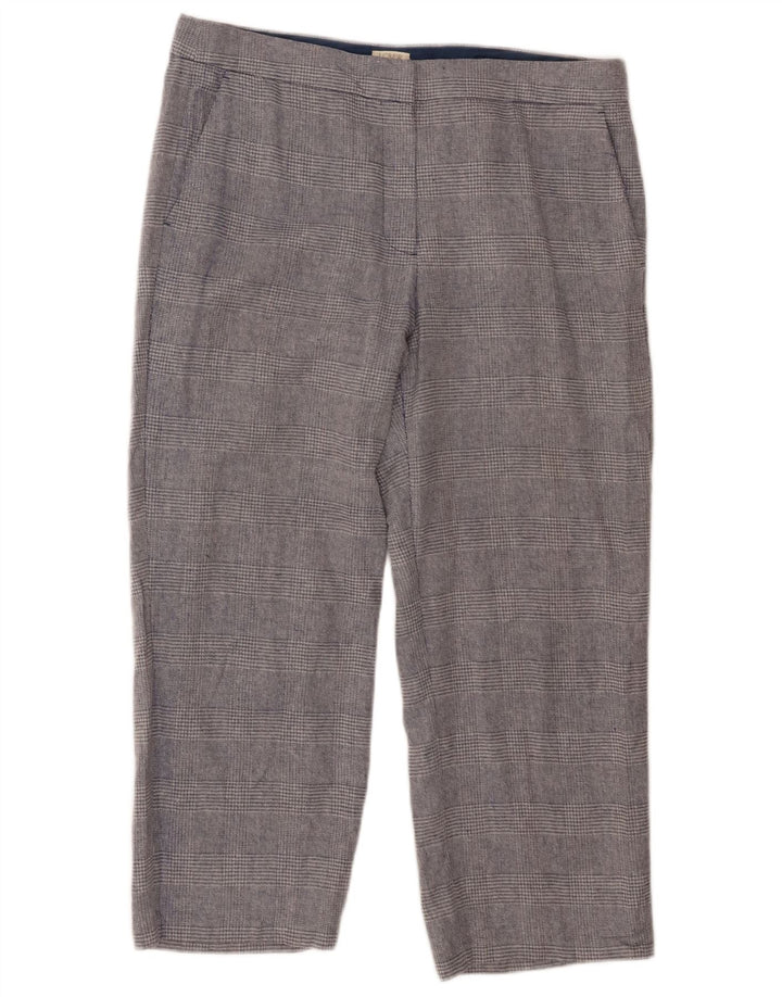 J. CREW Womens Straight Cropped Trousers US 12 Large W34 L24 Grey Check