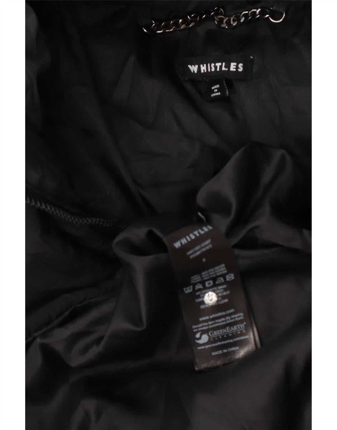 Whistles Dame Hætte Oversized Polstret Frakke UK 10 Small Black Polyester