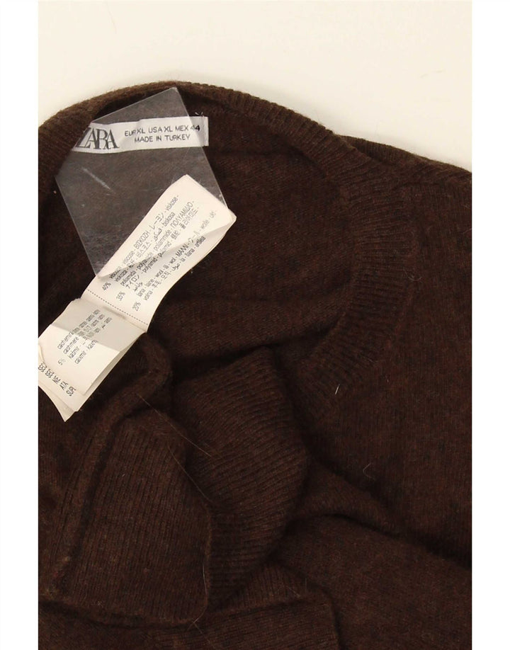 Zara Herre sweater med rund hals XL brun viskose