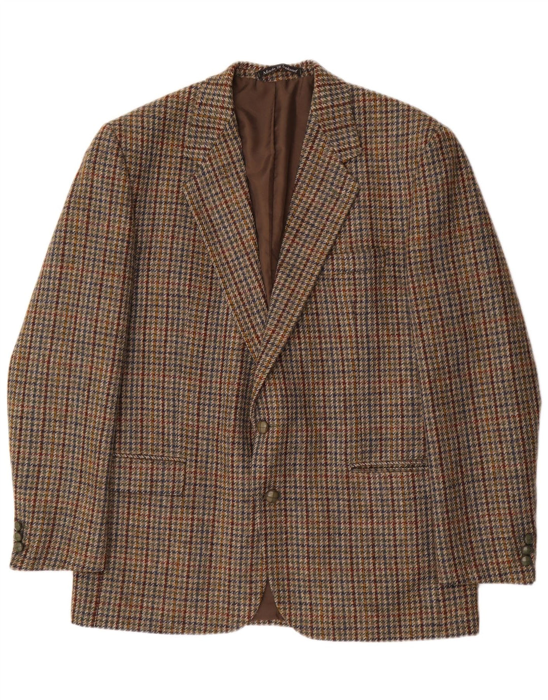 DONEGAL Herre 2-knaps blazerjakke UK 40 Large Brown Houndstooth