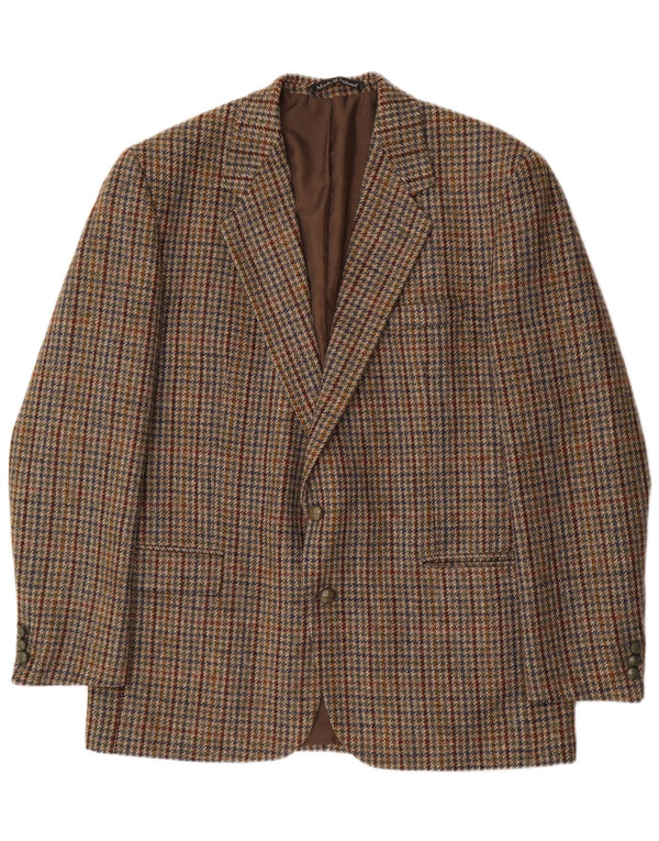 DONEGAL Herre 2-knaps blazerjakke UK 40 Large Brown Houndstooth