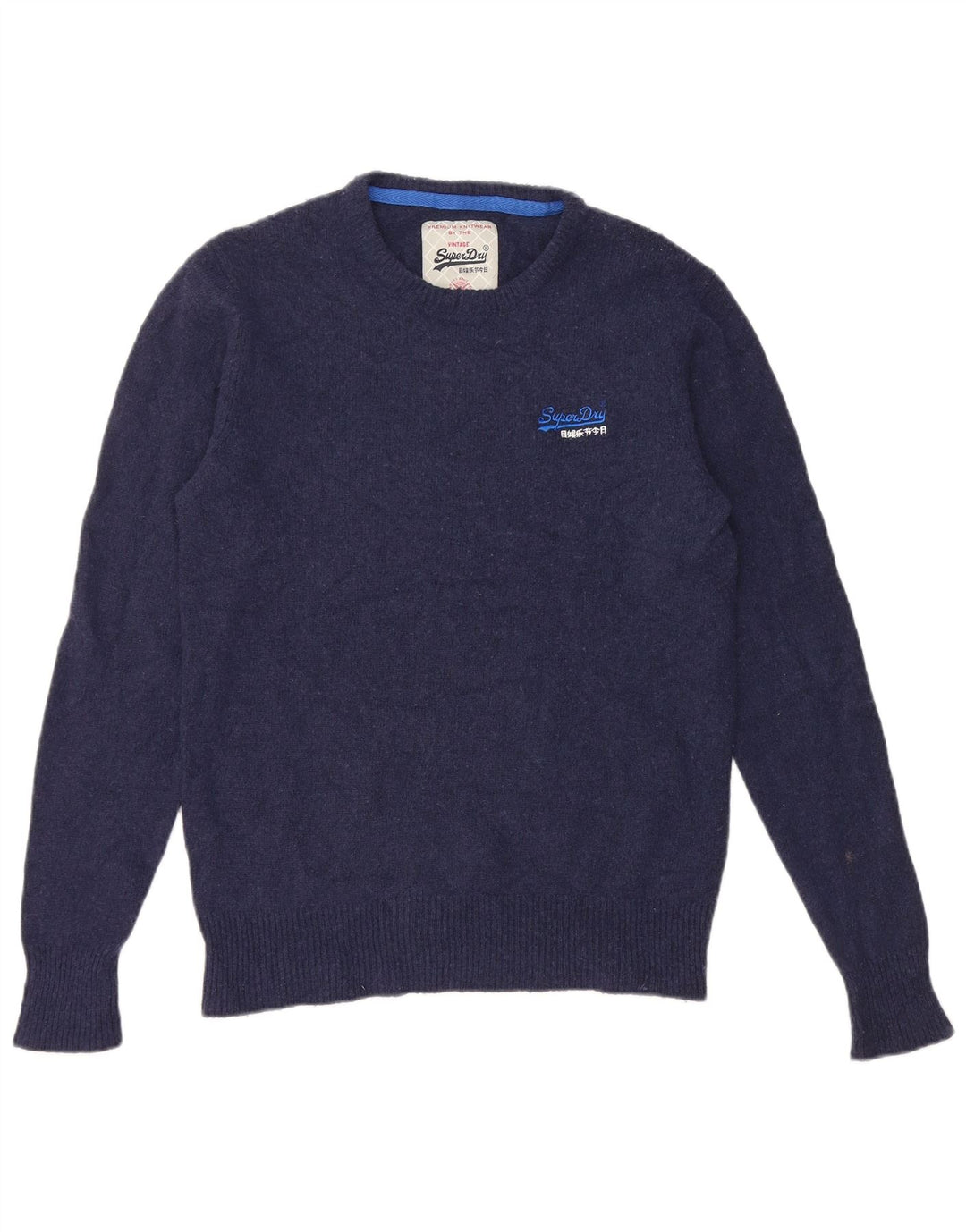 Superdry sweater med rund hals til mænd mellem marineblå uld