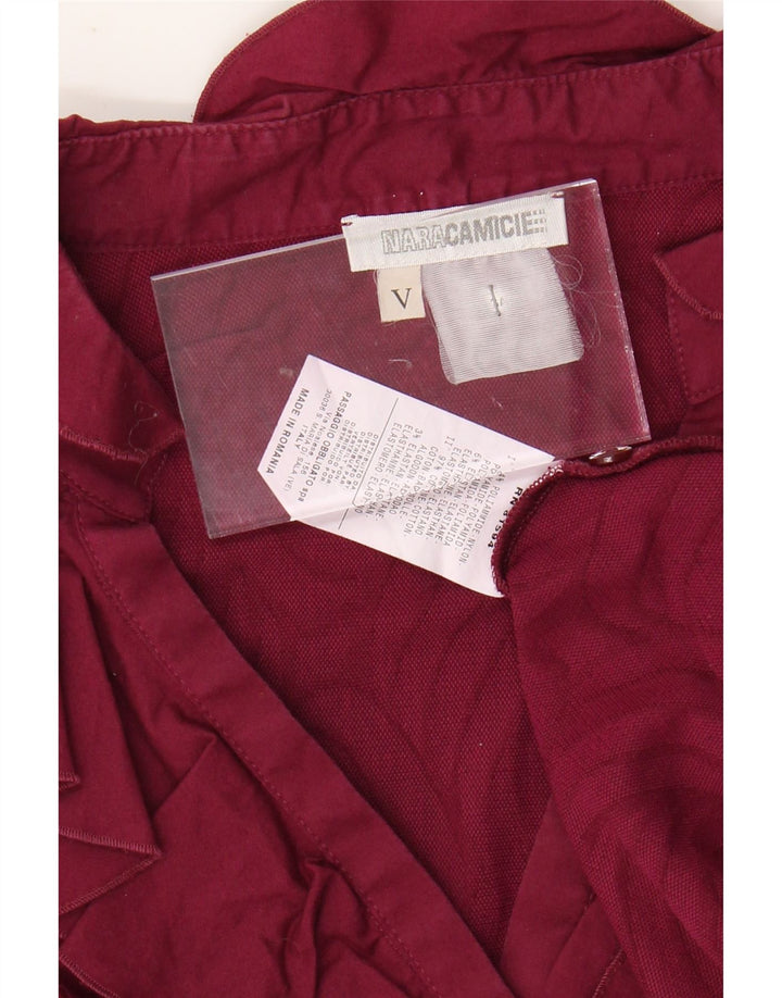 NARACAMICIE Dame Top Langærmet UK 14 Large Burgundy Geometric