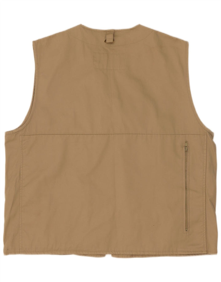 Vintage Herre Utility Gilet IT 56 3XL Beige Polyester
