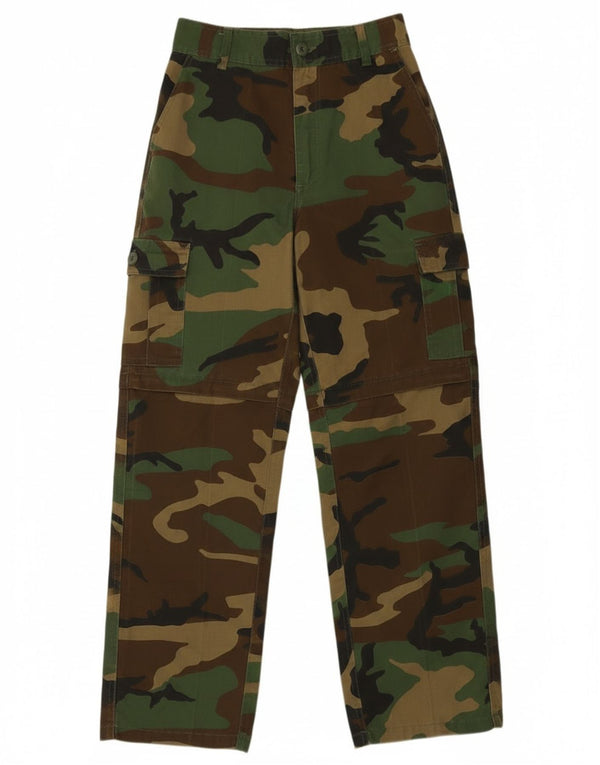 MFH drenge højtaljede cargobukser 15-16 år W26 L28 2XL Grøn Camouflage