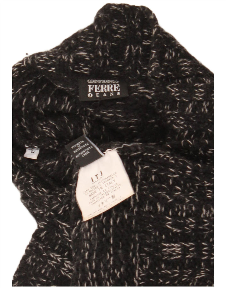 Gianfranco Ferre Herre Turtle Neck Jumper Sweater Large Black Flecked