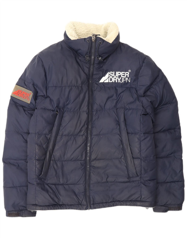 Superdry Herre grafisk polstret jakke UK 40 Stor marineblå nylon