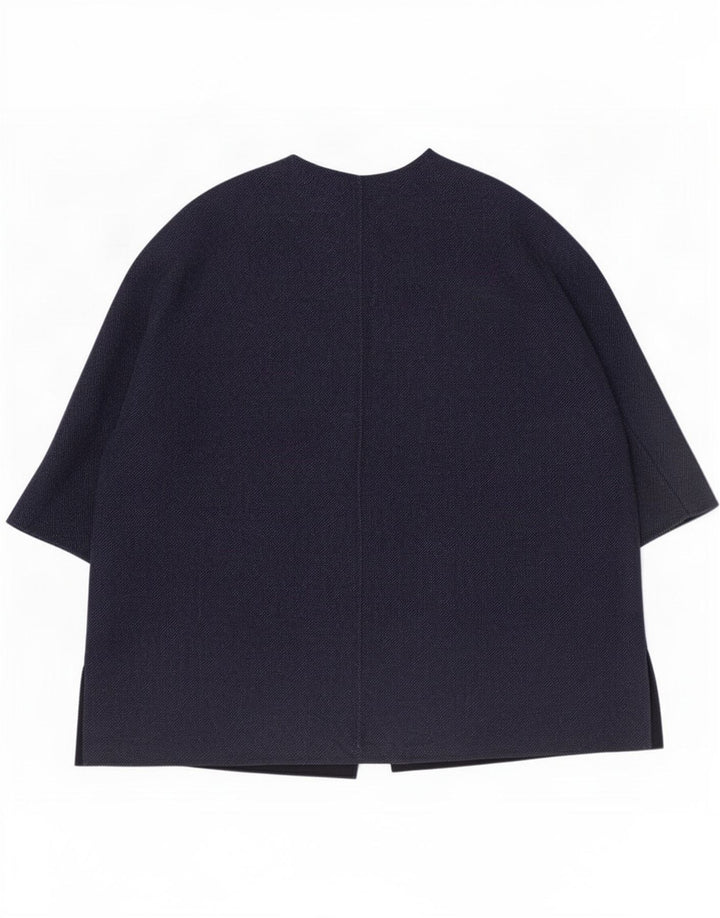 Zara Dame Oversized Overfrakke UK 16 Large Navy Blue