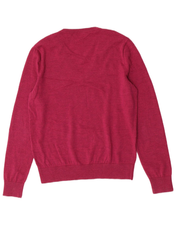 Ralph Lauren Dame V-hals sweater UK 18 XL Pink Merino Uld