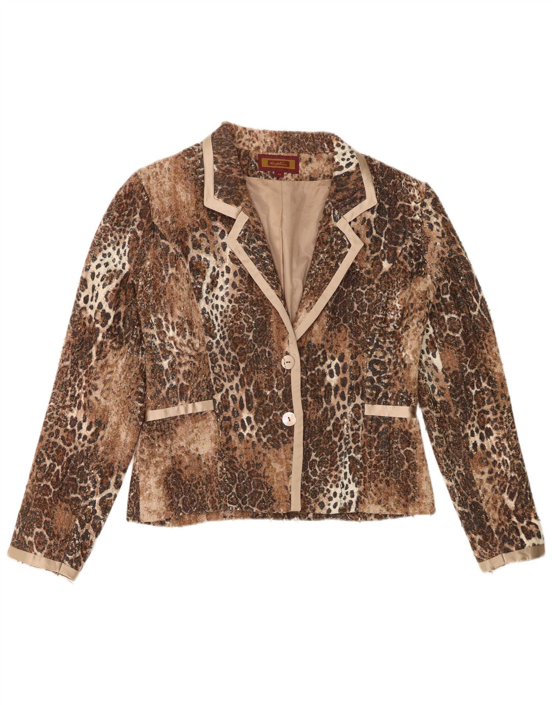 Renato Nucci Dame 2 Button Blazer Jacket IT 42 Medium Brown Animal Print