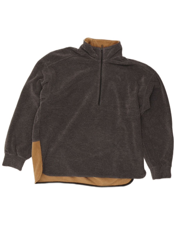 Tænk Pink Herre grafisk lynlås-hals Fleece Jumper Medium Grå Colourblock
