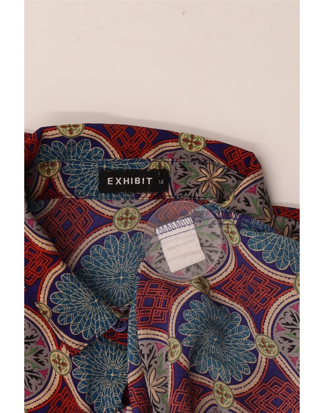 Exibit skjortebluse til kvinder UK 14 Stor flerfarvet geometrisk polyester