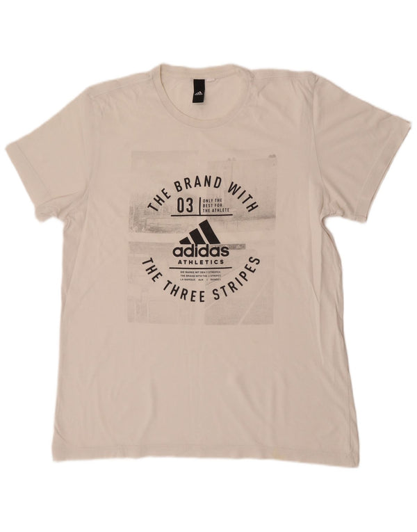 Adidas Herre Tre Stripes Grafisk T-Shirt Top Medium White