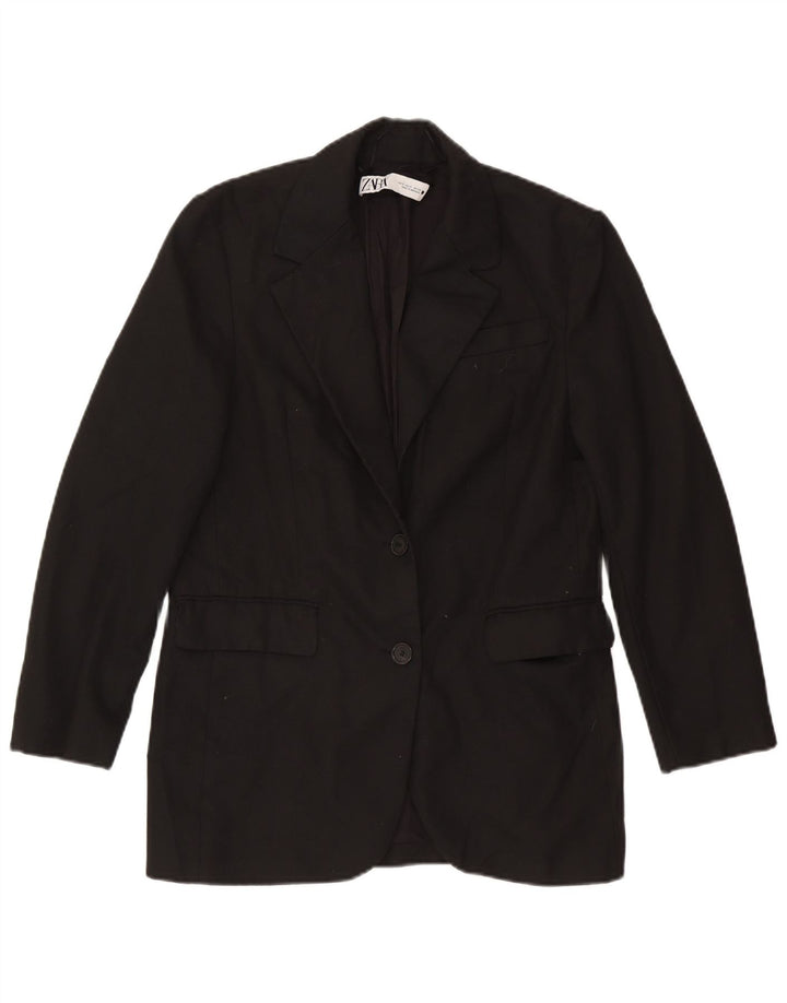 Zara Dame 2 Button Blazer Jacket UK 10 Small Black Viscose