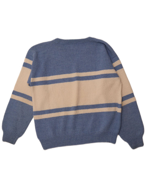 VINTAGE Herre V-hals sweater Stor blå farveblok