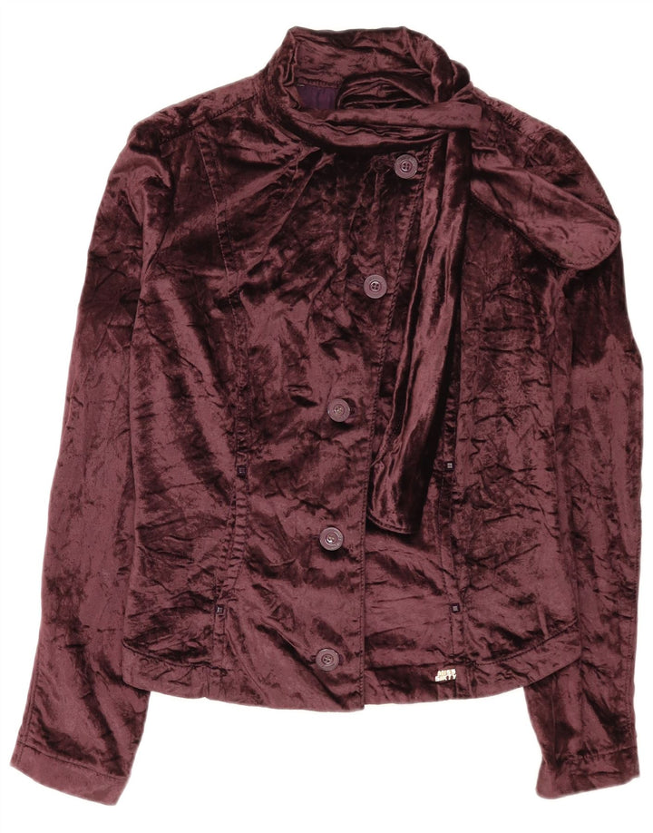 Sixty Womens Crop Velvet Bomber Jacket UK 14 Stor brun bomuld