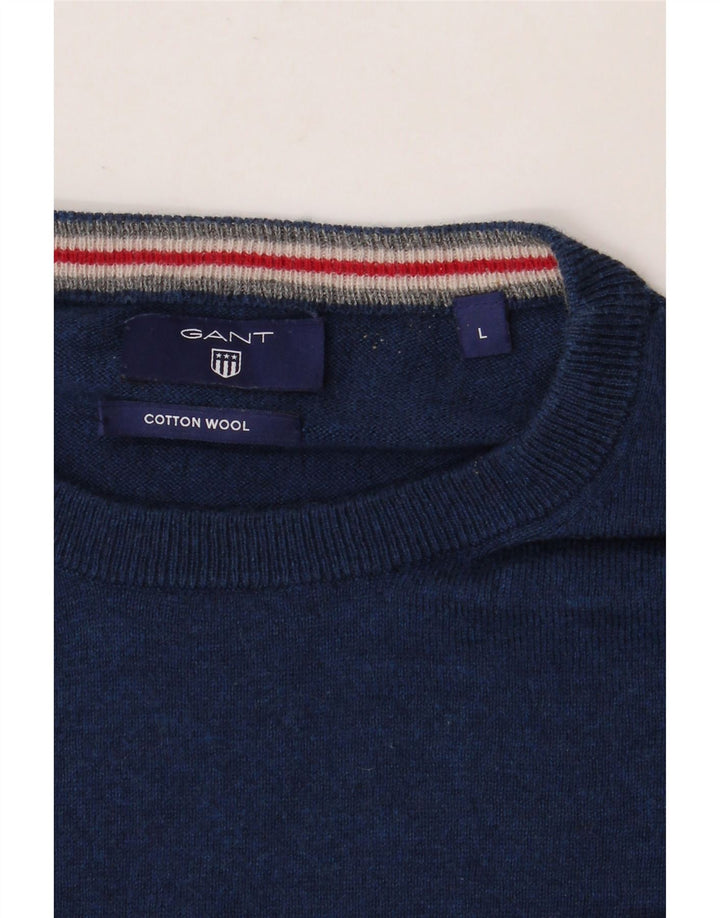 GANT Herre sweater med rund hals, stor marineblå bomuld