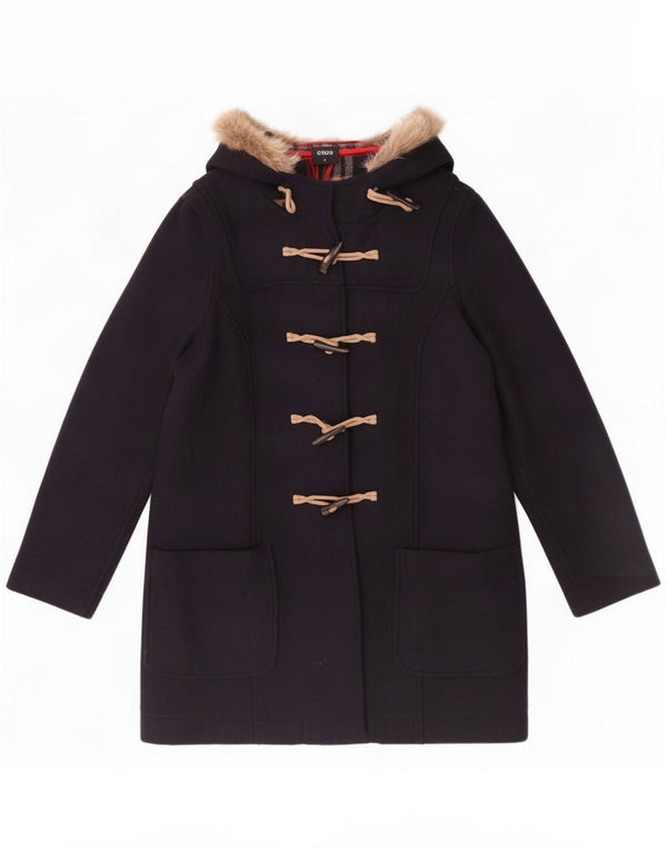 Oasis Dame Hooded Duffle Coat UK 16 Large Navy Blue Acrylic