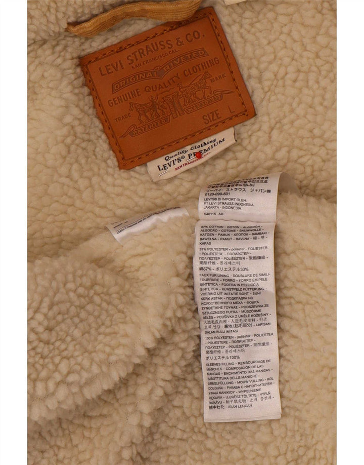Levi's Herre Corduroy Sherpa Jacket UK 40 Stor Beige Bomuld