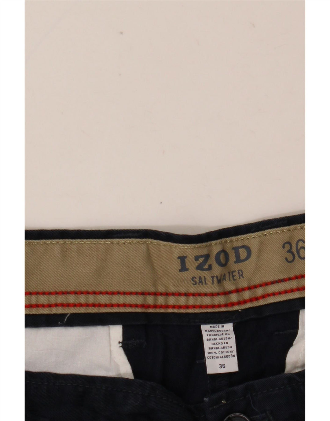 IZOD Herre Salt Water Chino Shorts W36 Large Navy Blue Bomuld