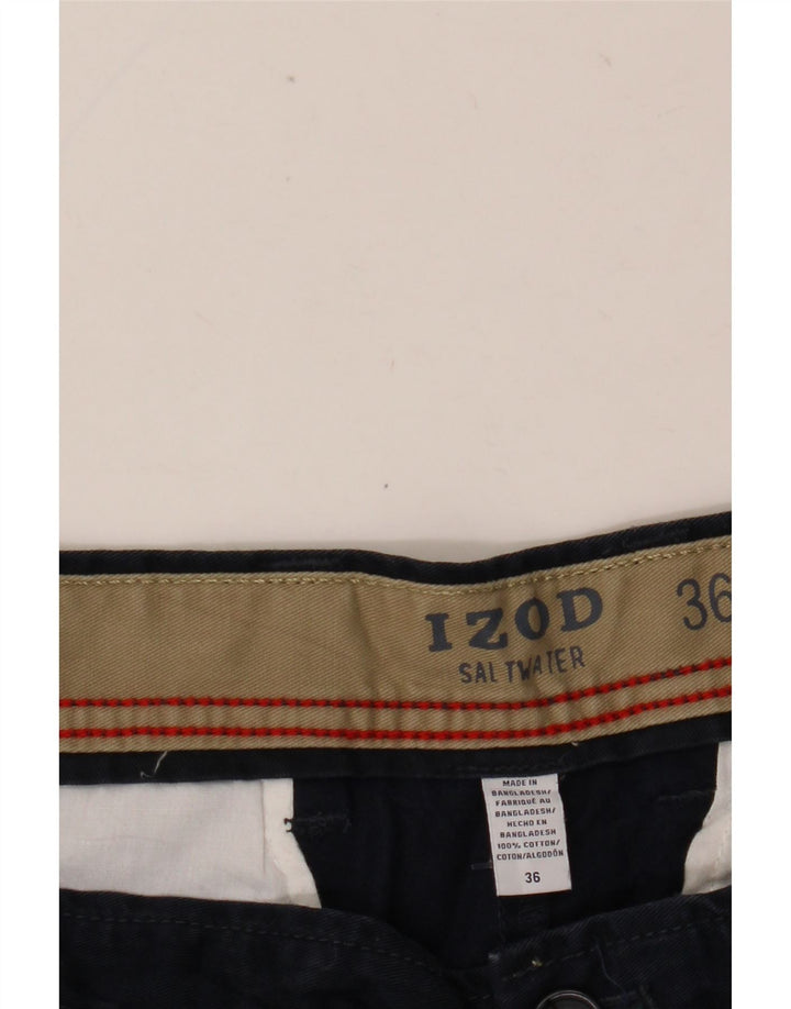 IZOD Herre Salt Water Chino Shorts W36 Large Navy Blue Bomuld