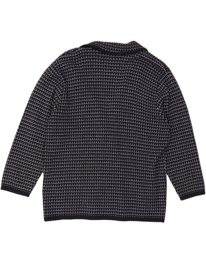 SETTEBELLO Womens Cardigan Sweater UK 16 Large Navy Blue Striped Vintage Settebello and Second-Hand Settebello from Messina Hembry 