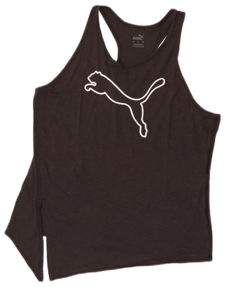 Puma Dame Asymmetrisk Grafisk Vest Top UK 14 Medium Sort