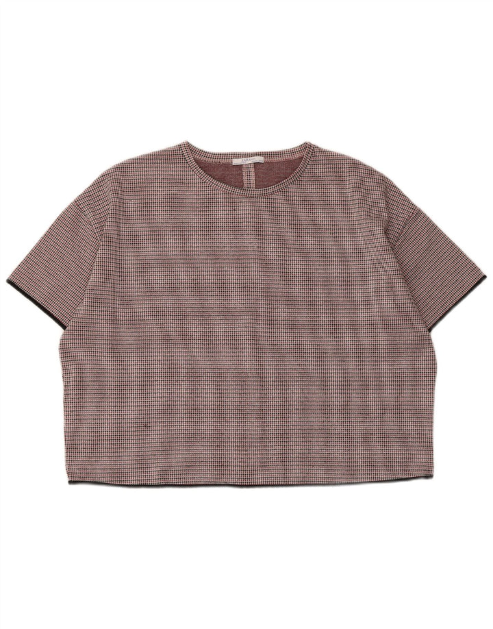 Zara Dame Oversized Bluse Top UK 14 Large Brown Houndstooth