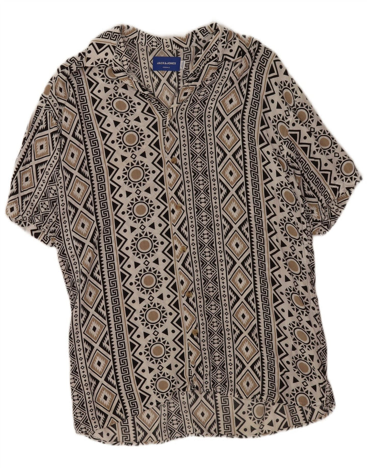 Jack & Jones kortærmet herreskjorte Lille hvid geometrisk viskose
