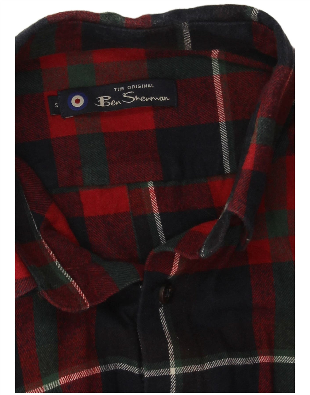 Ben Sherman herre flannel skjorte lille marineblå ternet bomuld