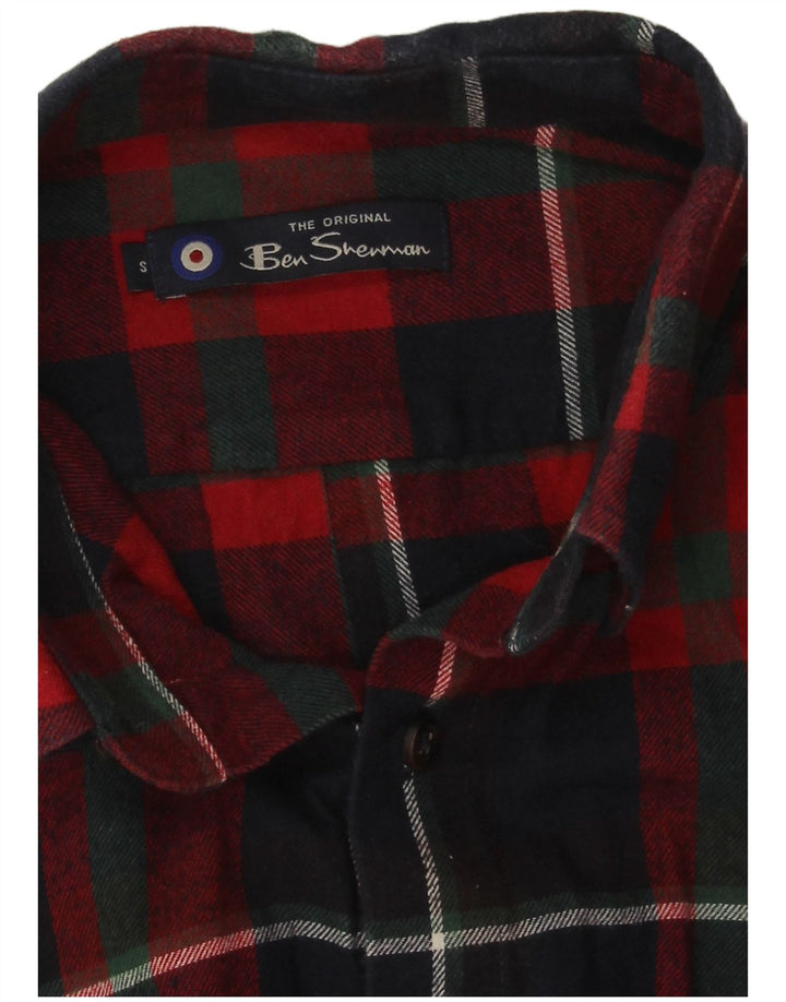 Ben Sherman herre flannel skjorte lille marineblå ternet bomuld