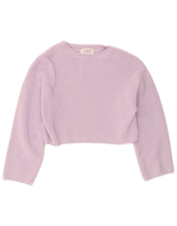 Zara Girls Crop Boat Neck Jumper Sweater 13-14 år Lilla Polyester