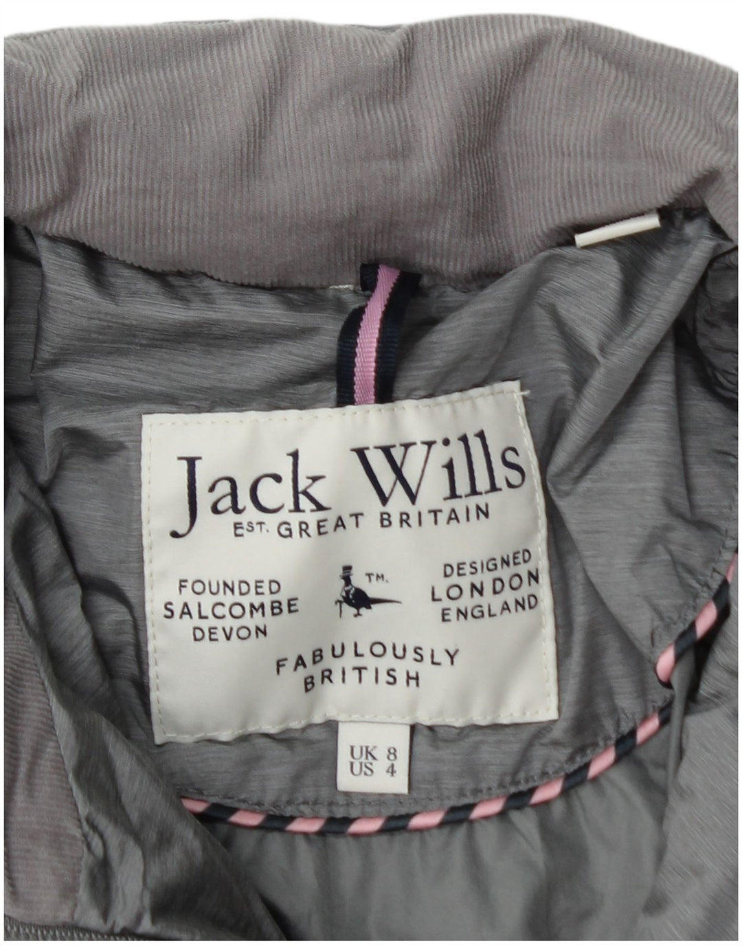 JACK WILLS Polstret jakke til kvinder UK 8 Lille grå polyester