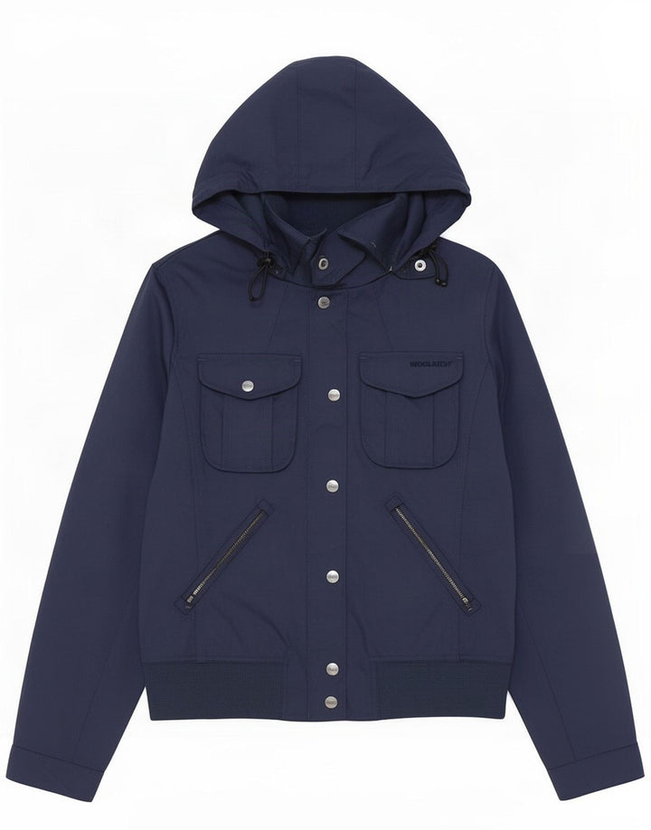 Woolrich Dame Regnjakke UK 12 Stor Marineblå Nylon