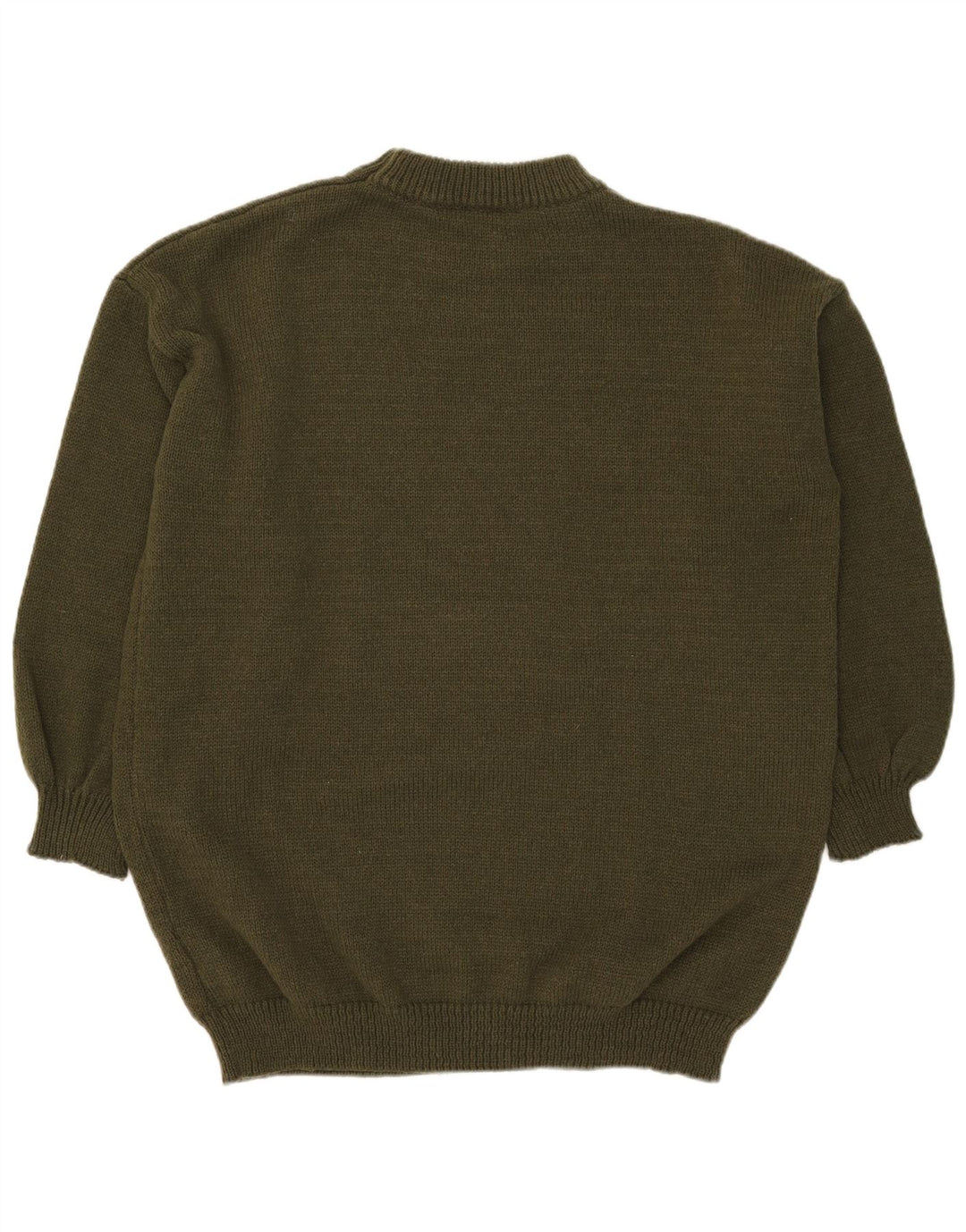 Vintage herre rund hals sweater stor kaki polyester