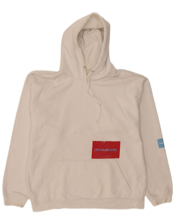 Calvin Klein Jeans Grafisk hættetrøje til mænd Large White Colourblock