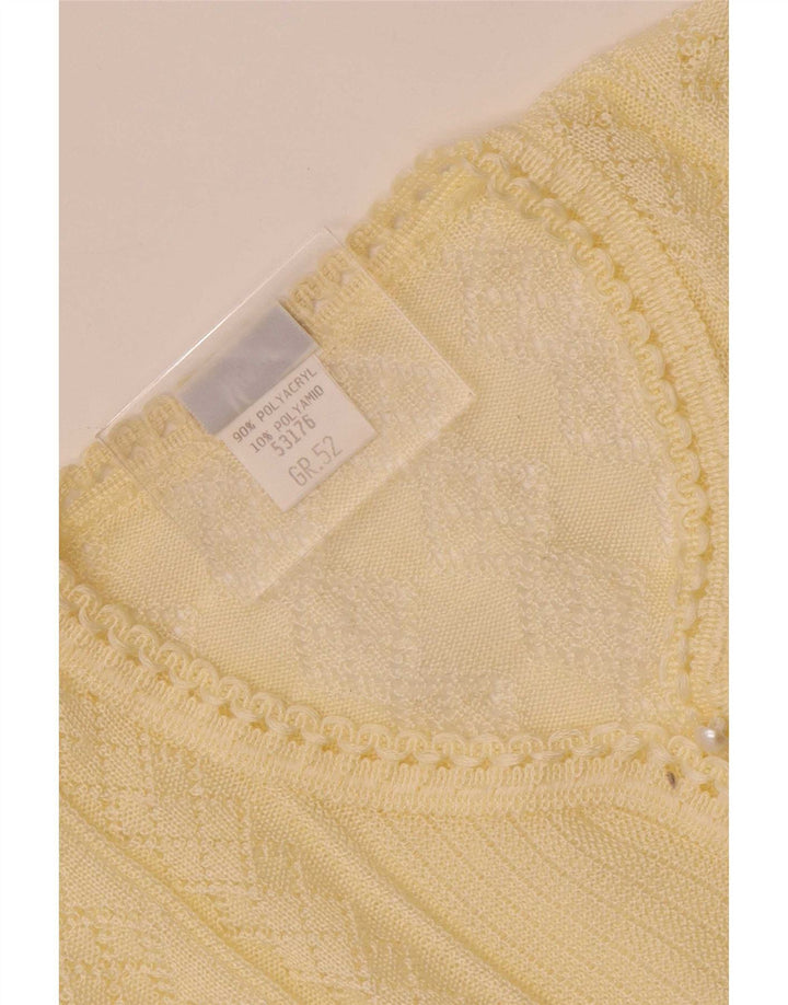 Vintage strikbluse til kvinder IT 52 2XL Off White polyakryl