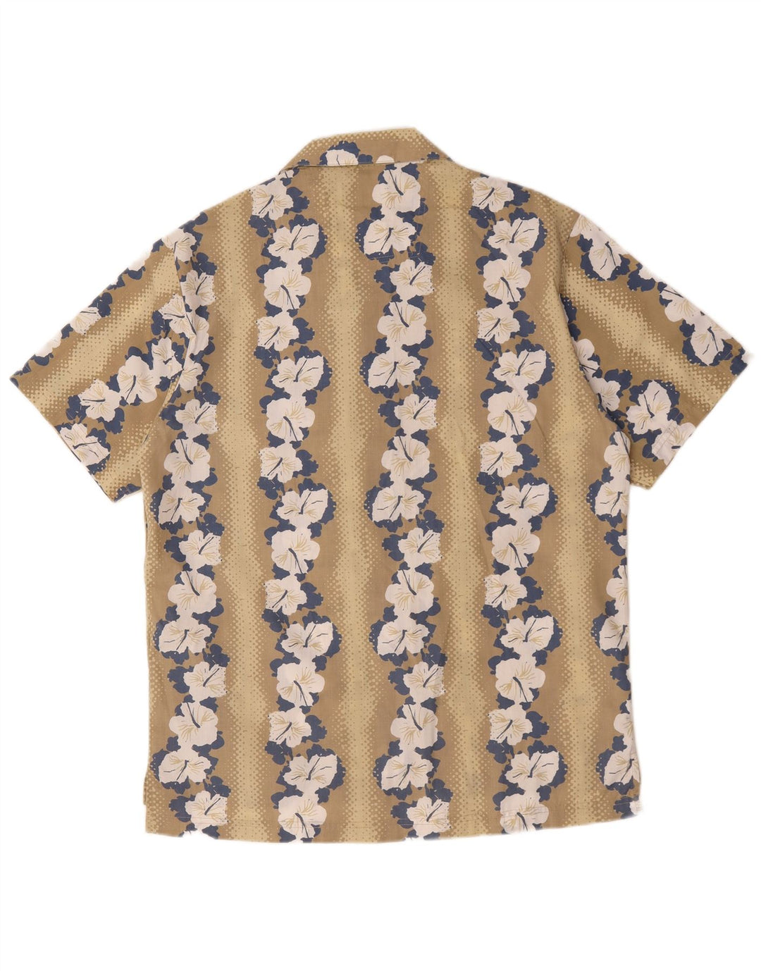 Vintage Herre Hawaii kortærmet skjorte Medium Beige Floral Polyester