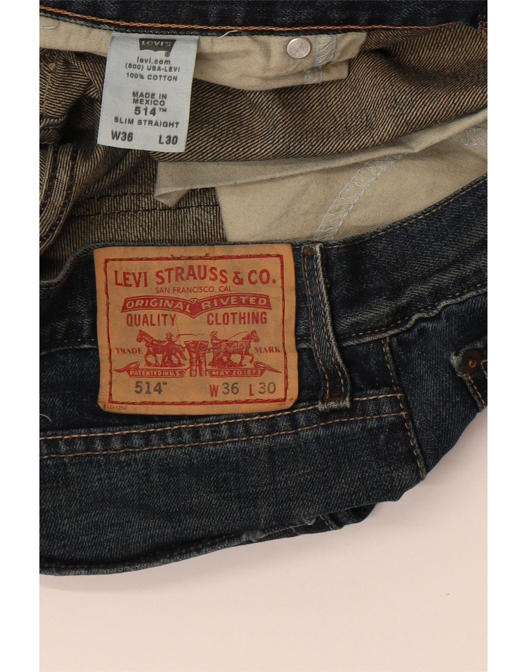 Levi's Herre 514 Slim Straight Jeans W36 L30 Blå Bomuld
