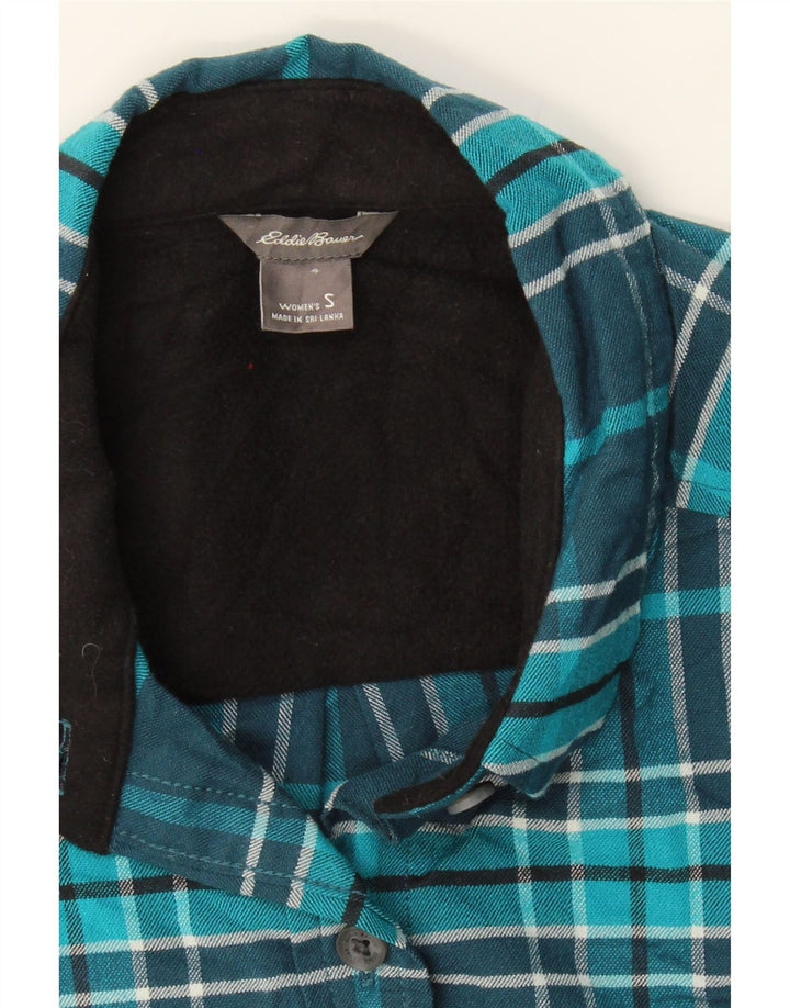 EDDIE BAUER Womens Flannel Shirt UK 10 Small Blue Check Polyester Vintage Eddie Bauer and Second-Hand Eddie Bauer from Messina Hembry 