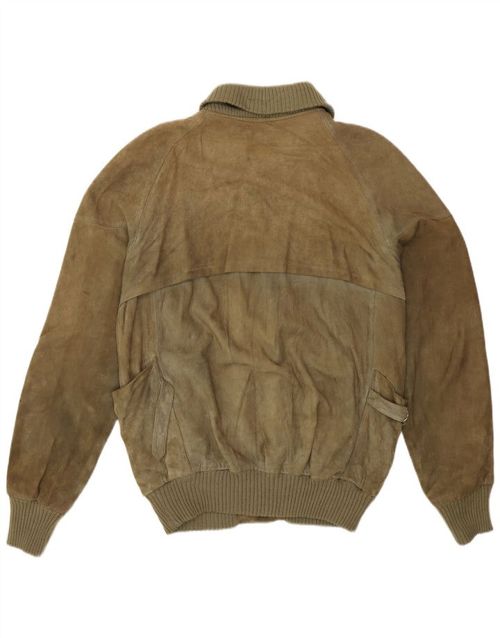 Vintage herre ruskind bomberjakke IT 50 Large Khaki Retro